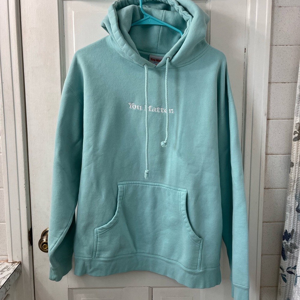 'You Matter' Hoodie. Women’s Size Large. Light Blue